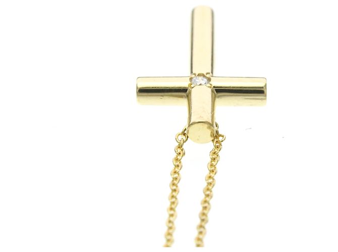 Pendentif Croix Tiffany & Co. Or Jaune 18K avec Diamant Doré - vue 7