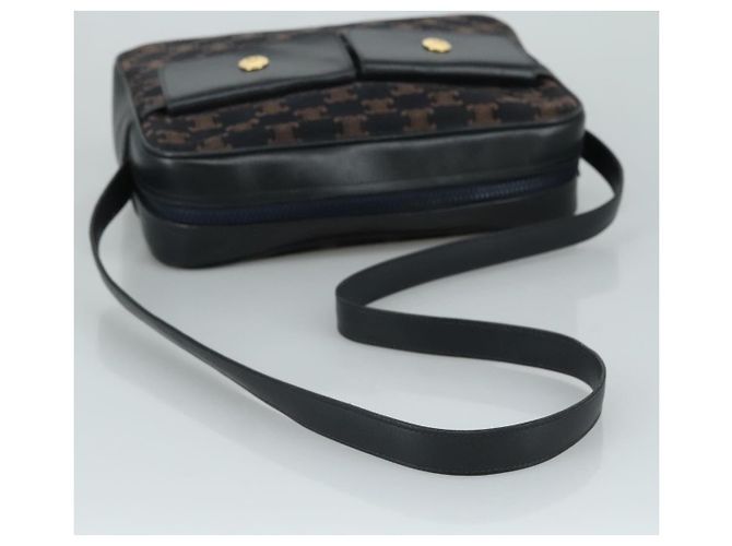 Céline Celine Flap Shoulder Canvas Blu navy - vista 7