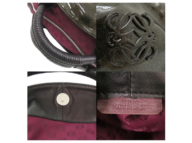 Borsa Loewe Nappa Aire in pelle verniciata Nero - vista 9