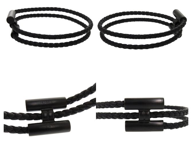 Hermès Bracciale Hermes Tourni Tresse Veau Swift So Black Nero - vista 4