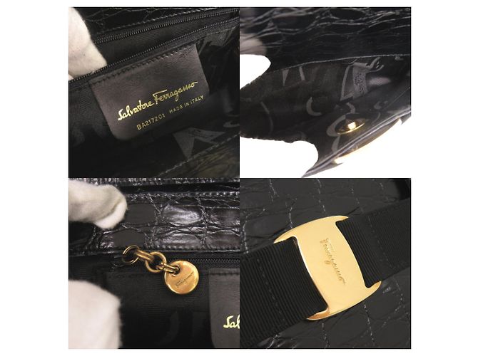 Borsa 2-Way in pelle goffrata Vara di Salvatore Ferragamo Nero - vista 9