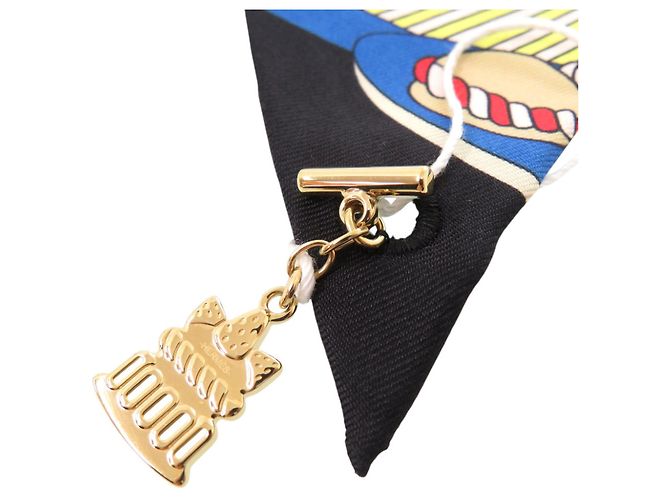 Hermès Hermes Twilly Charm 20th Anniversary Scarf Nero Blu Multicolore - vista 5
