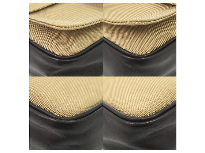 Borsa a tracolla in pelle e tela Yves Saint Laurent Nero Beige - vista 4