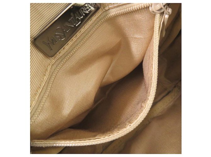 Borsa a tracolla in pelle e tela Yves Saint Laurent Nero Beige - vista 6