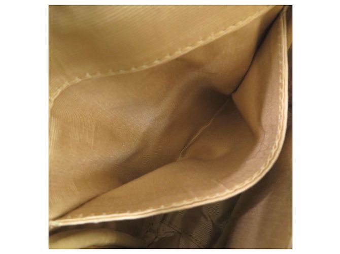 Borsa a tracolla in pelle e tela Yves Saint Laurent Nero Beige - vista 7