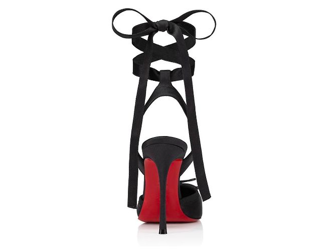 Décolleté Christian Louboutin Raso Nero con Lacci - vista 4