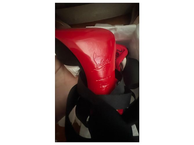 Décolleté Christian Louboutin Raso Nero con Lacci - vista 6