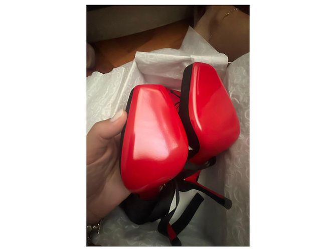 Décolleté Christian Louboutin Raso Nero con Lacci - vista 7