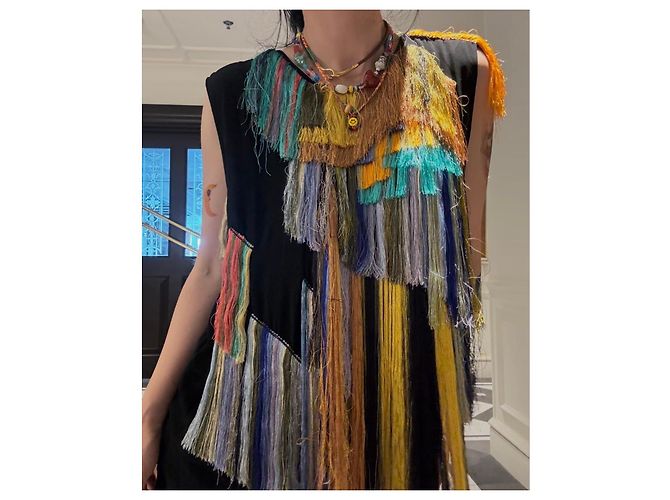Dries Van Noten Top Multicolore con Frange Nero - vista 10