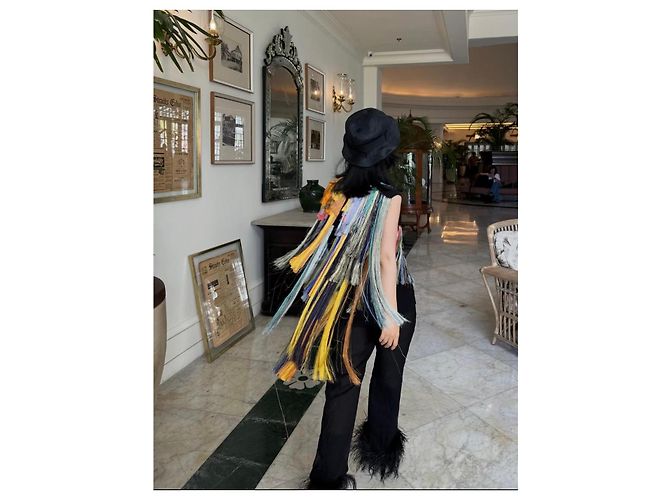 Dries Van Noten Top Multicolore con Frange Nero - vista 11