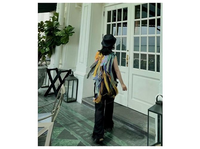 Dries Van Noten Top Multicolore con Frange Nero - vista 13
