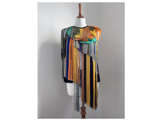 Dries Van Noten Top Multicolore con Frange Nero - vista 2