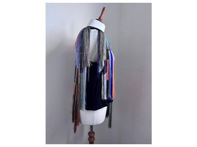 Dries Van Noten Top Multicolore con Frange Nero - vista 3