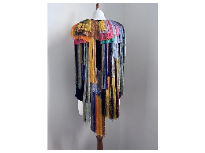 Dries Van Noten Top Multicolore con Frange Nero - vista 4