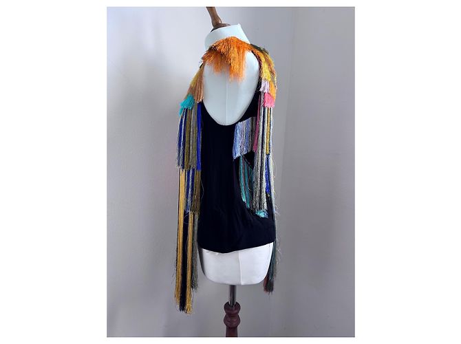 Dries Van Noten Top Multicolore con Frange Nero - vista 5