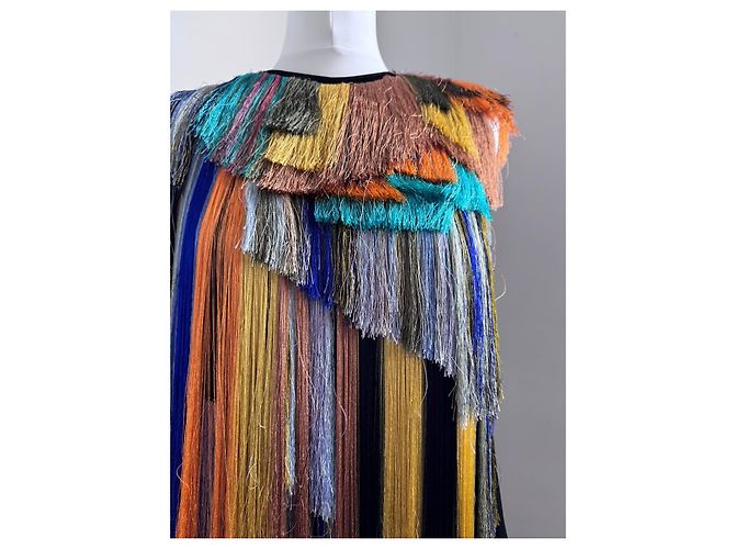 Dries Van Noten Top Multicolore con Frange Nero - vista 6