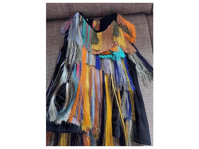 Dries Van Noten Top Multicolore con Frange Nero - vista 7