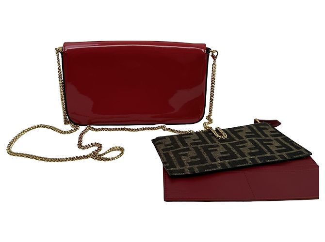 Fendi Wallet on Chain aus Lackleder Rot - Ansicht 2
