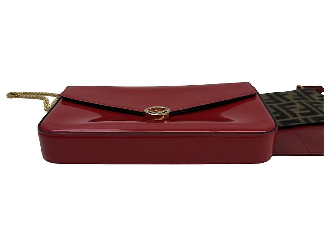 Fendi Wallet on Chain aus Lackleder Rot - Ansicht 3