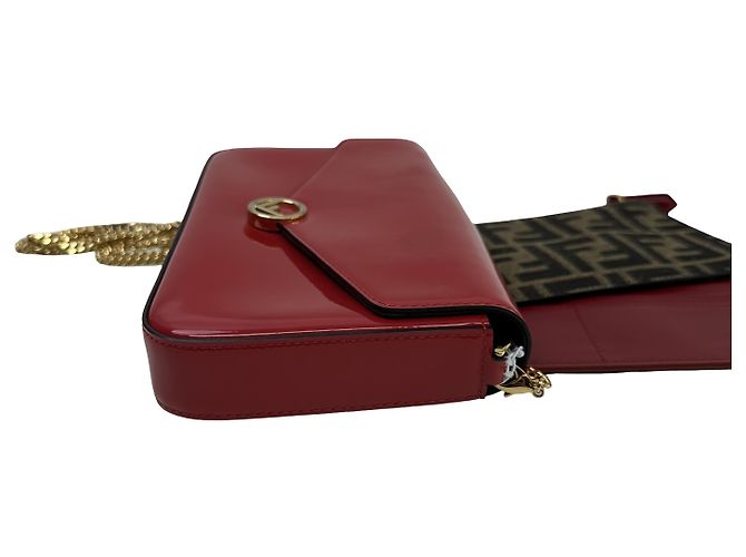 Fendi Wallet on Chain aus Lackleder Rot - Ansicht 4