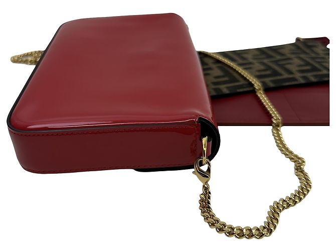 Fendi Wallet on Chain aus Lackleder Rot - Ansicht 5