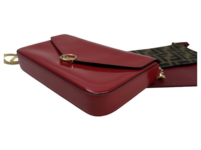 Fendi Wallet on Chain aus Lackleder Rot - Ansicht 6