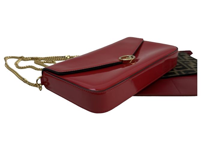 Fendi Wallet on Chain aus Lackleder Rot - Ansicht 7