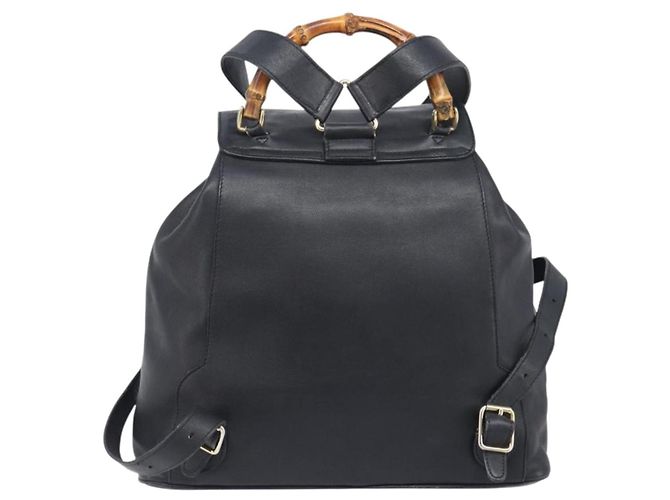 Gucci Vintage Bamboo Leather Medium Noir - vue 2