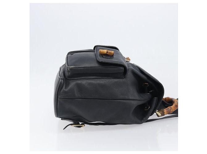 Gucci Vintage Bamboo Leather Medium Noir - vue 3