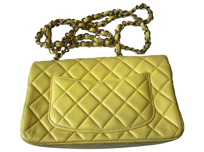 Chanel Classic Single Flap Quilted Lambskin Mini Yellow - view 2