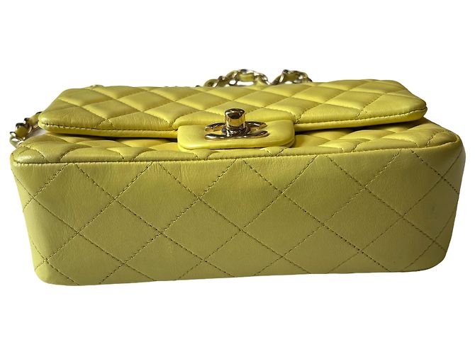 Chanel Classic Single Flap Quilted Lambskin Mini Yellow - view 3