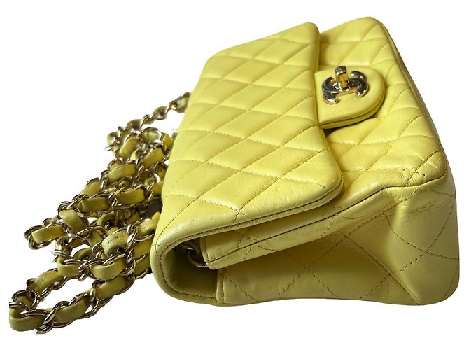 Chanel Classic Single Flap Quilted Lambskin Mini Yellow - view 4