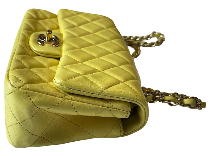 Chanel Classic Single Flap Quilted Lambskin Mini Yellow - view 5