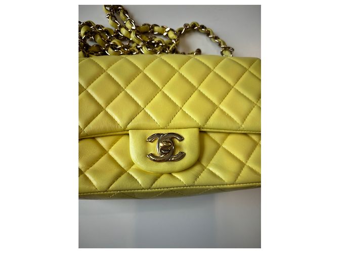 Chanel Classic Single Flap Quilted Lambskin Mini Yellow - view 6