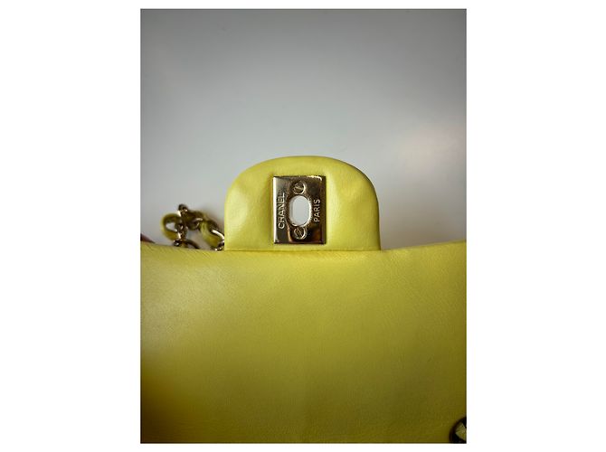 Chanel Classic Single Flap Quilted Lambskin Mini Yellow - view 7