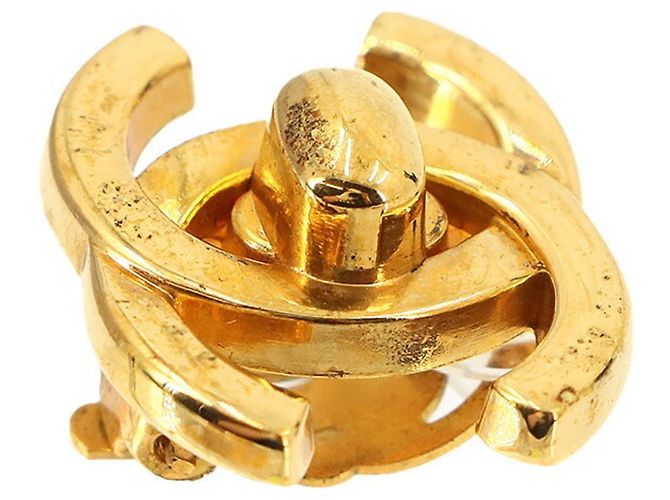 Chanel Coco Mark Turnlock Clip-Ohrringe Golden - Ansicht 2