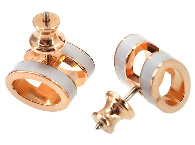 Hermès Orecchini Hermes Pop H in White e Rose Gold Bianco D'oro - vista 2