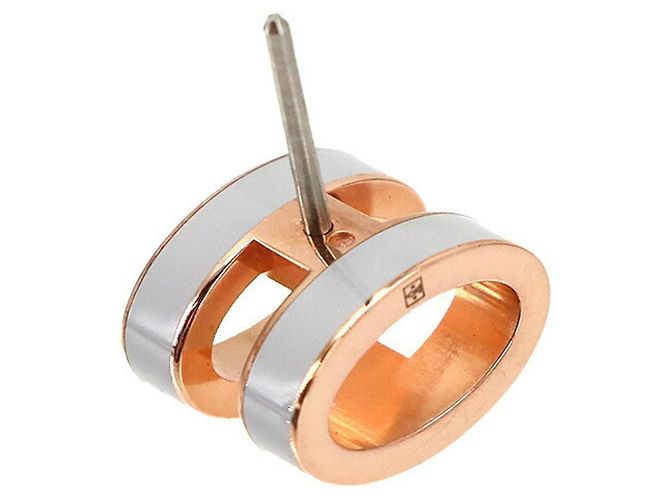 Hermès Orecchini Hermes Pop H in White e Rose Gold Bianco D'oro - vista 4