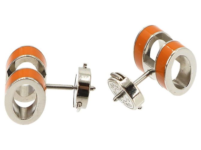 Hermès Hermes Pop H Ohrringe in Orange und Silver Silber - Ansicht 2