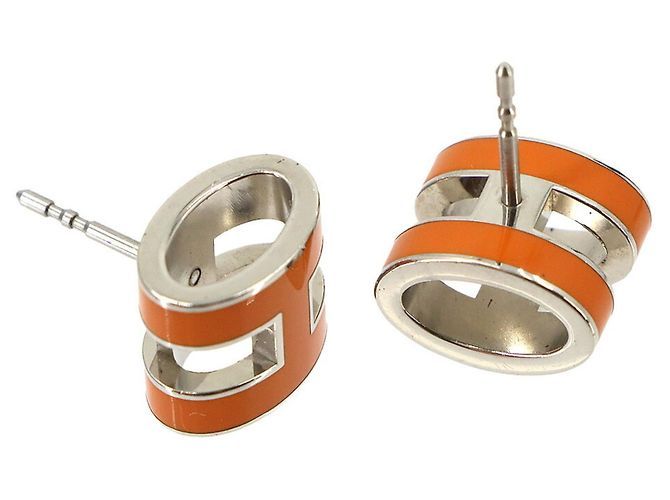 Hermès Hermes Pop H Ohrringe in Orange und Silver Silber - Ansicht 3