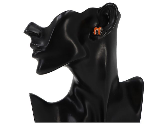 Hermès Hermes Pop H Ohrringe in Orange und Silver Silber - Ansicht 6