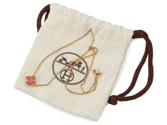 Hermès Collana Hermes Mini Pop H in Capucine e Oro D'oro - vista 2