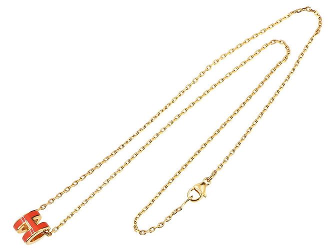 Hermès Collana Hermes Mini Pop H in Capucine e Oro D'oro - vista 3