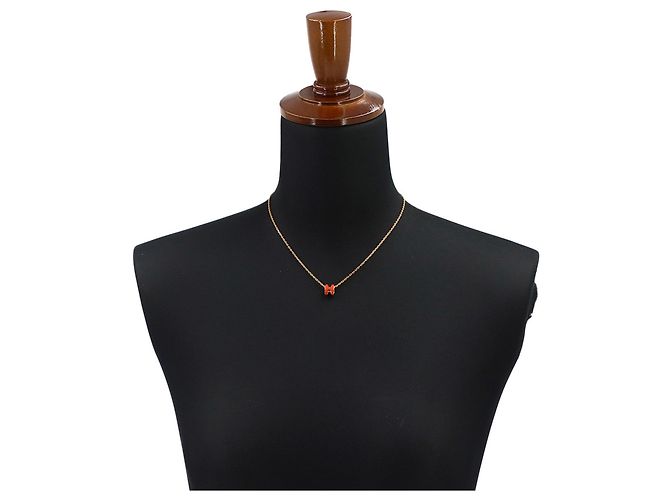 Hermès Collana Hermes Mini Pop H in Capucine e Oro D'oro - vista 6