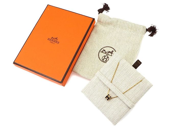 Hermès Collana Hermes Mini Pop H in Nero e Oro D'oro - vista 2