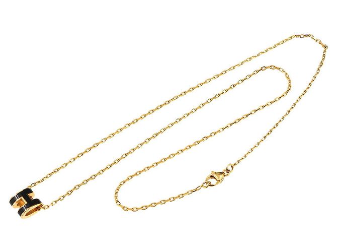 Hermès Collana Hermes Mini Pop H in Nero e Oro D'oro - vista 3