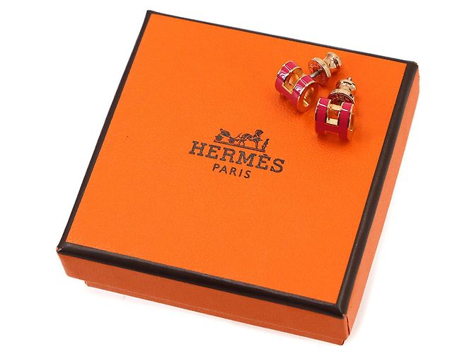 Hermès Boucles d'oreilles Mini Pop H Stud Hermes Rose Doré - vue 2
