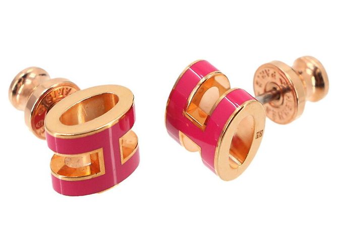 Hermès Boucles d'oreilles Mini Pop H Stud Hermes Rose Doré - vue 3