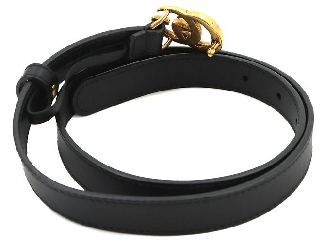 Cinturón de cuero Gucci Double G Negro Dorado - vista 3