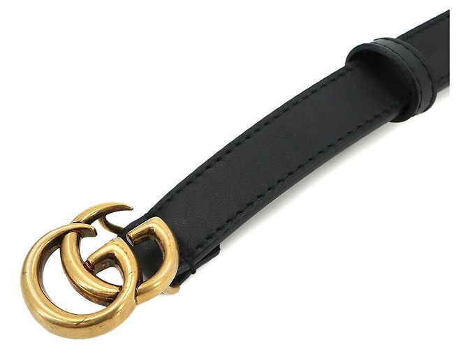 Cinturón de cuero Gucci Double G Negro Dorado - vista 5